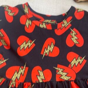 Hearts and lightning bolt swing shortsleeved dress with pockets by ROCKYOURKID